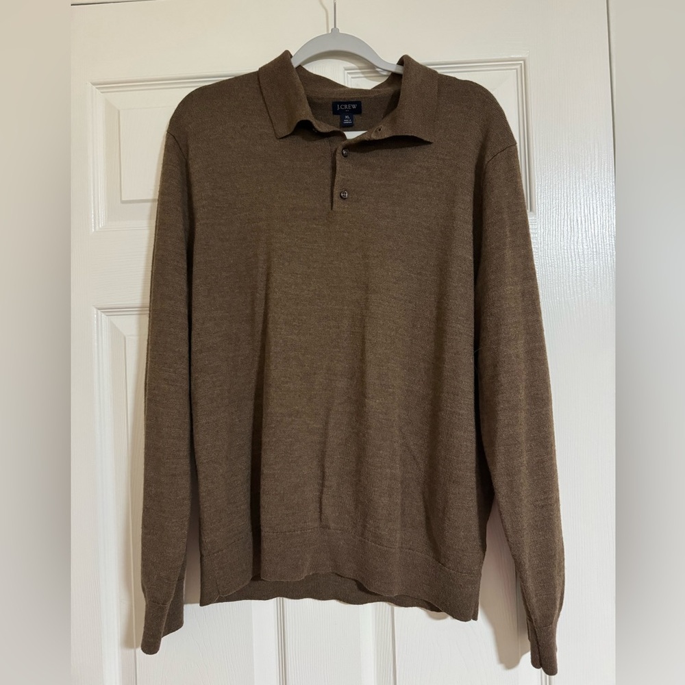 J. Crew Merino wool-blend sweater-polo - Brown - Picture 3 of 9